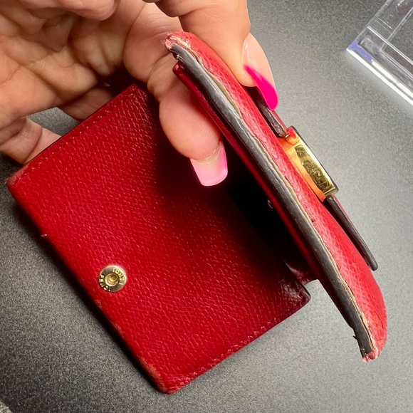 Fendi Calf Leather F Logo Barola Red Micro Trifold Wallet, model 8M0395 - Picture 8 of 13